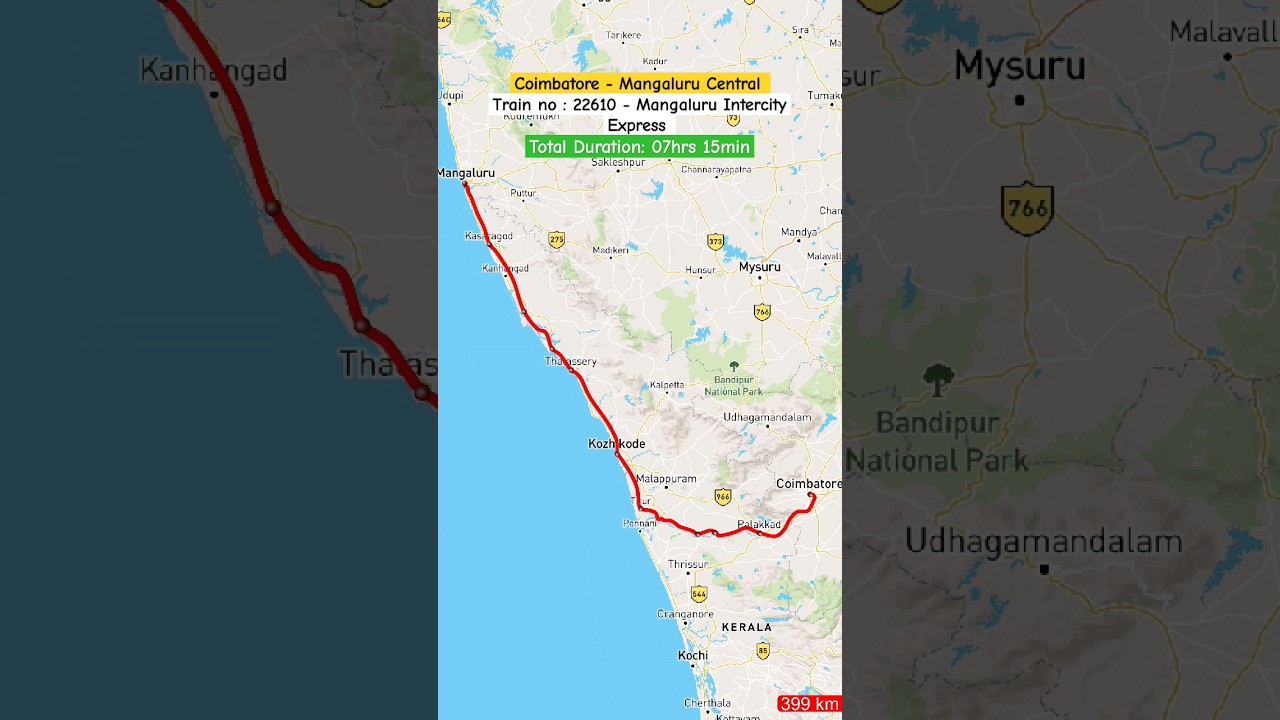 Coimbatore To Mangaluru Central ● Train no. 22610 Mangaluru Intercity Express #shorts #train #irctc