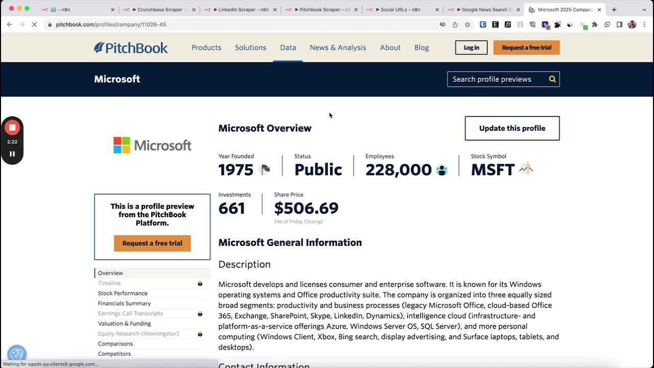 AI Powered Company Research Agent - #n8n #n8nworkflow #aiagents