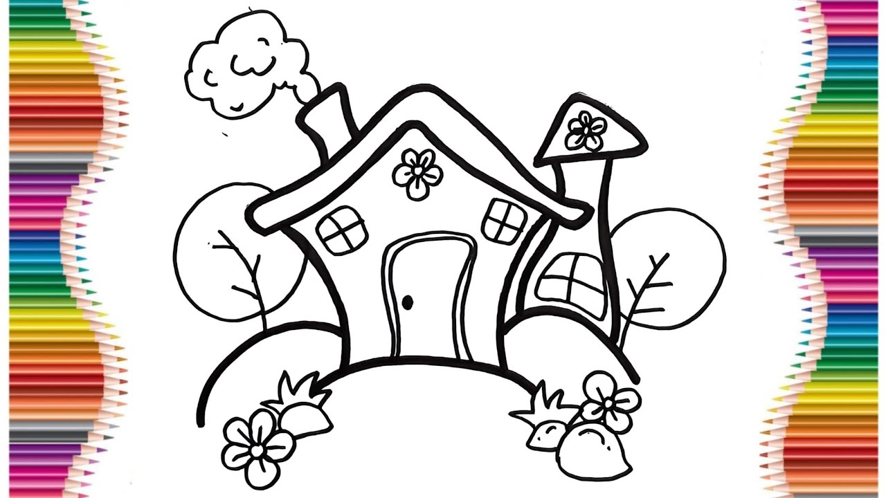 Cara Menggambar Rumah Lucu 🏠 | Menggambar Rumah Mudah untuk Anak