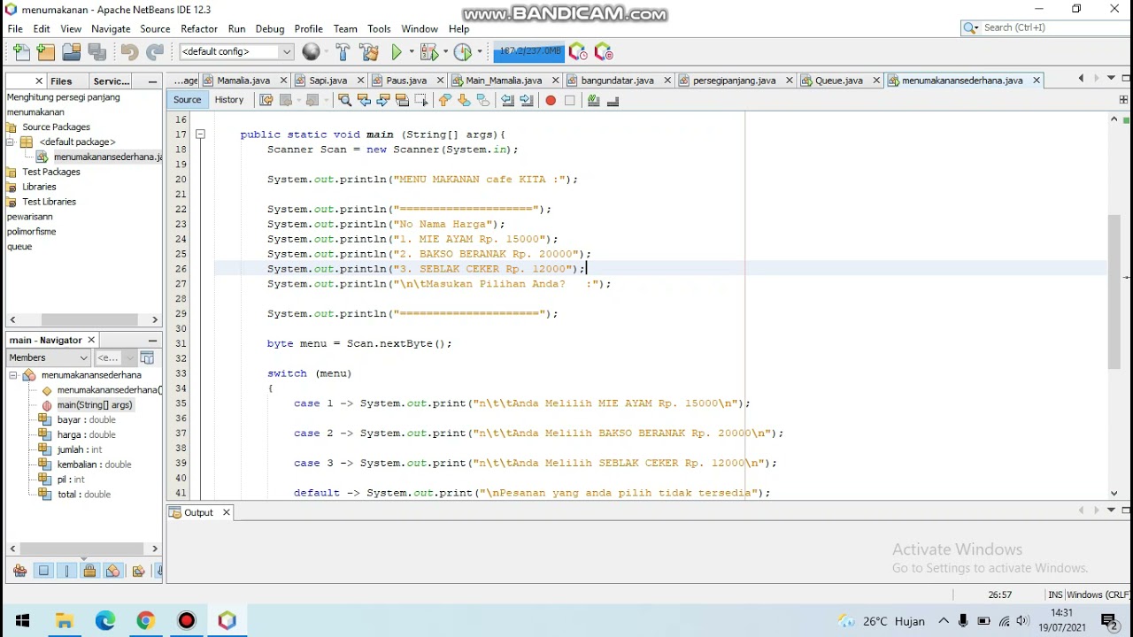 PROJECT JAVA MENU MAKANAN MENGGUNAKAN NETBEANS -PBO Lanjut   TIF   UMC