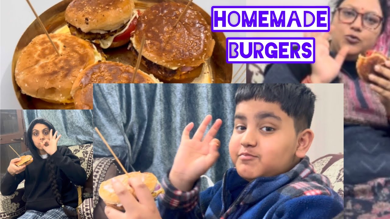 Manan Ne Bnaye Ghar par Burgers sub Ke liye!! Burgers Made By Manan At Home!!