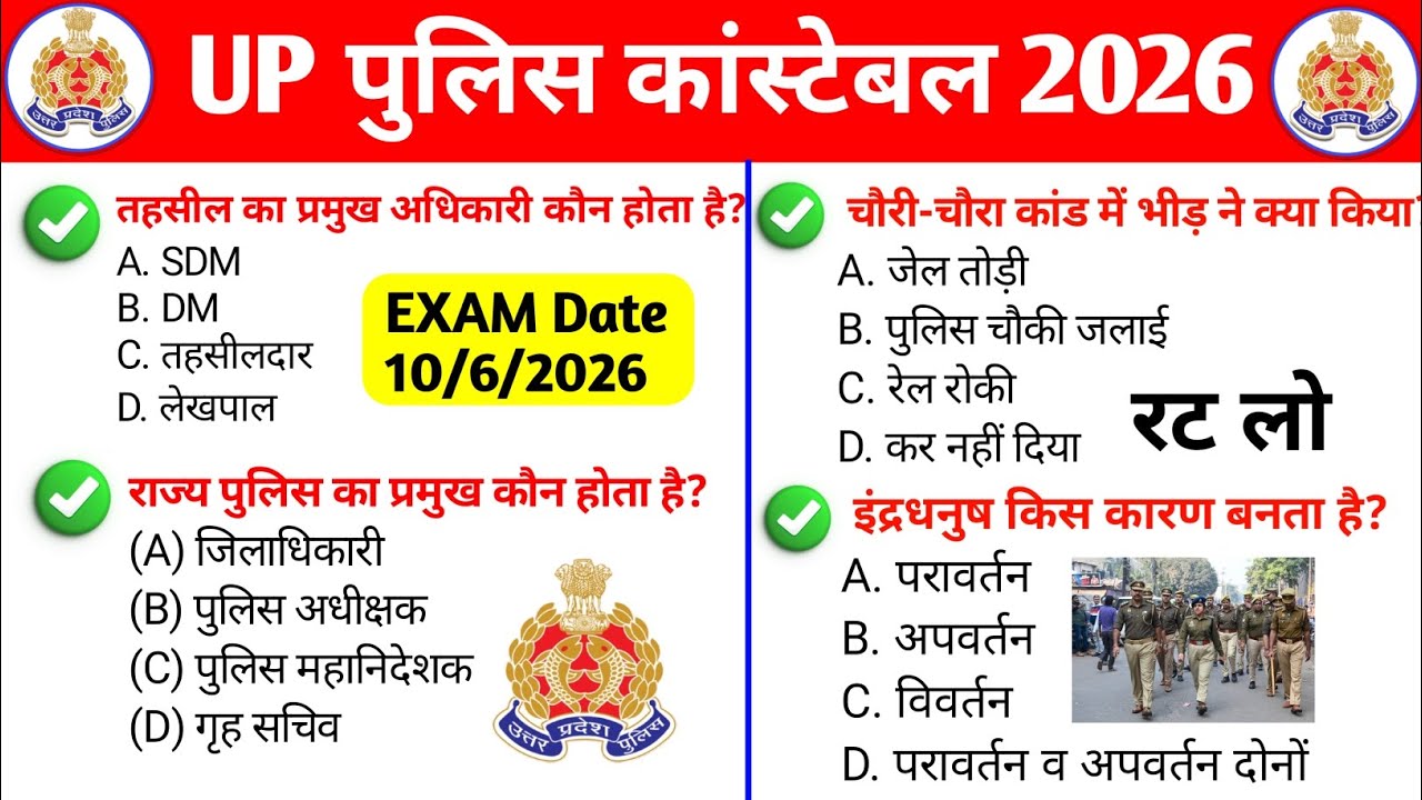 UP Police mahatvpurn GK prashn 2026 | Up police gk questions 2026 | Up police gk gs practice set