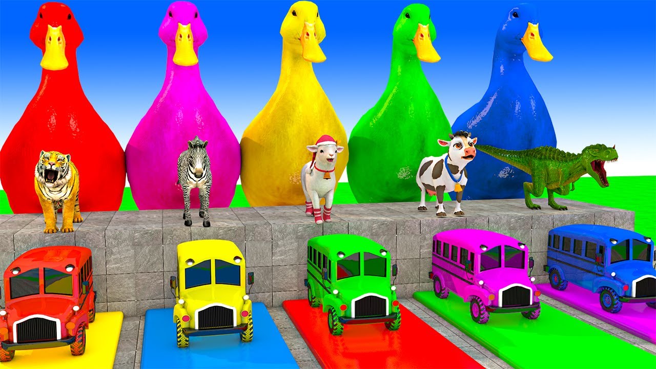Long Slide Game With Elephant Zebra Gorilla Lion Bull Hippopotamus 3d Animal Game Funny 3d Animals
