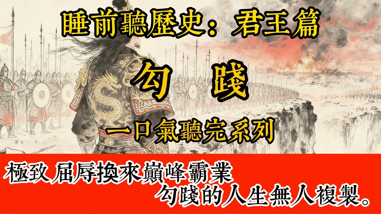 睡前聽歷史 - 勾踐：極致屈辱換來巔峰霸業，勾踐的人生無人複製。     #歷史#助眠#聽歷史#雨聲#白噪音#歷史人物#一口氣#Chinese history movie