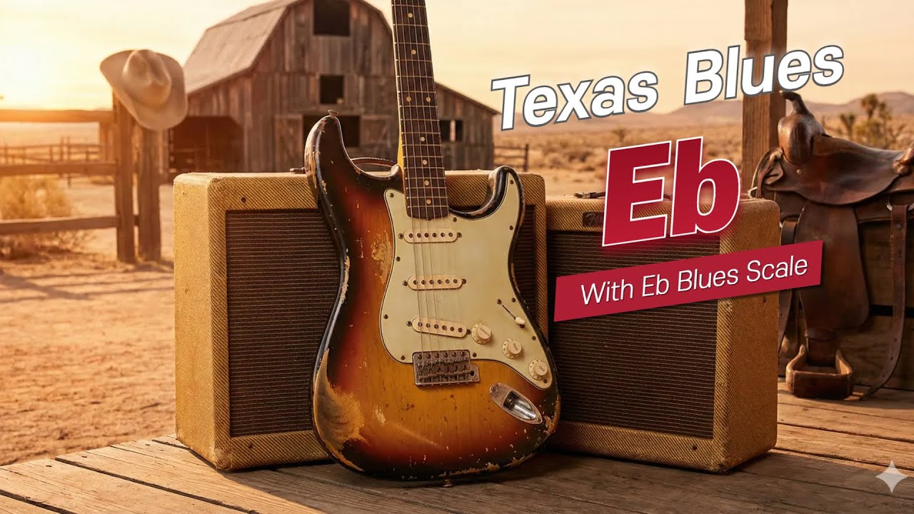 Texas Blues Shuffle Backing Track in Eb | SRV Style (Half-Step Down)