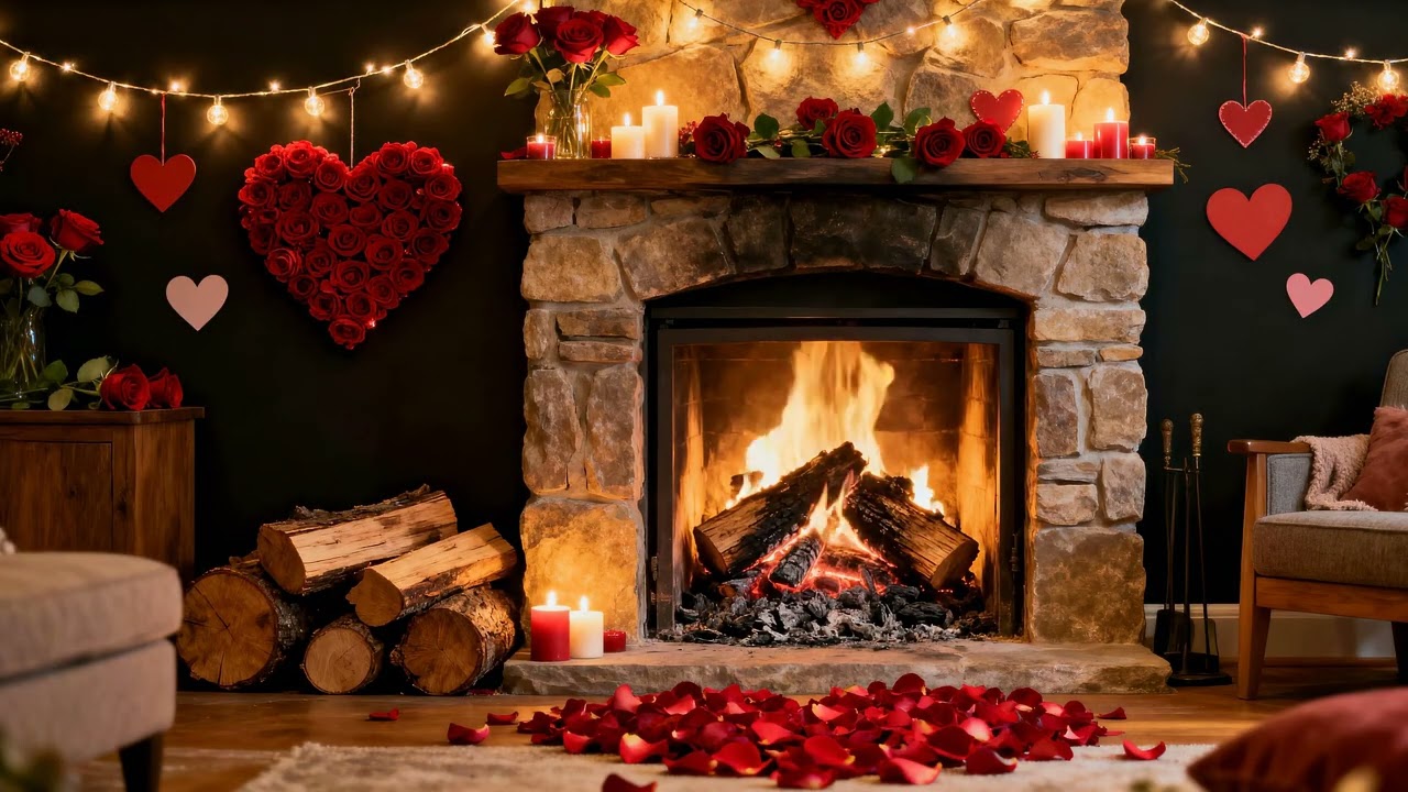 10H Romantic Fireplace 4K ✨ Candlelit Fire Ambience for Relax & Sleep (No Music)