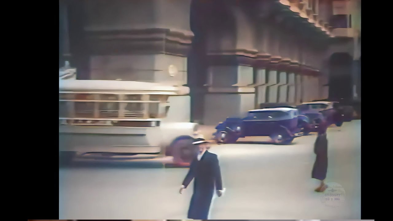 Un recorrido del Tranvía en Montevideo 1929 - Video Remasterizado, coloreado con sonido ambiente.