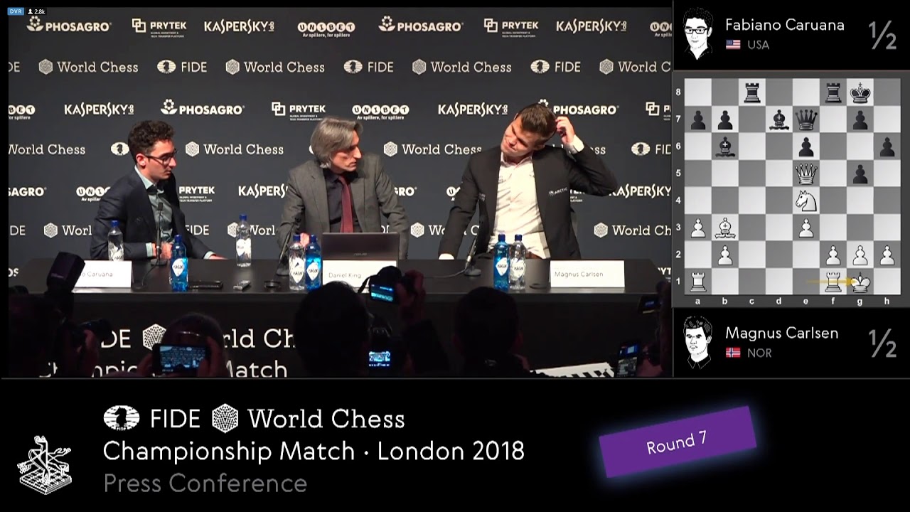 World Chess Championship 2018 - Game 7 Press Conference - Carlsen Caruana