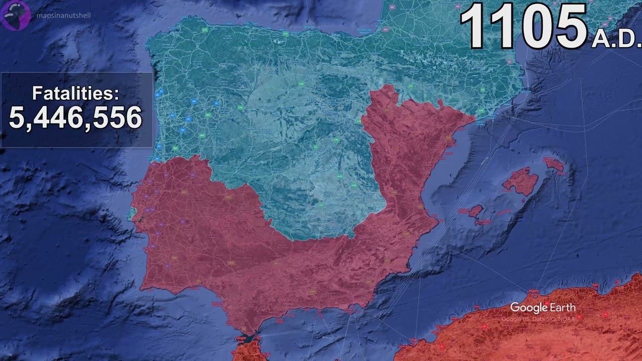 The Reconquista in 1 minute using Google Earth
