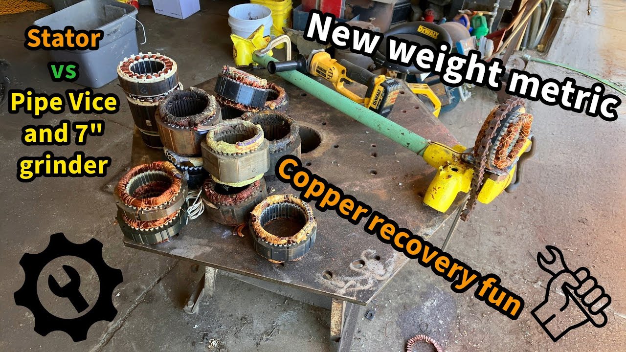 Stator end cutting (electric motor copper recovery method)