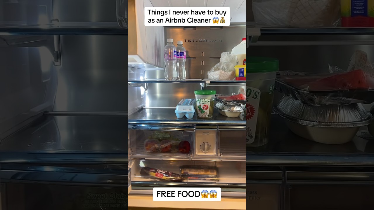 Things I Find as an Airbnb Cleaner😱😱💰#cleantok #airbnb #airbnbcleaning #freefood #freehack