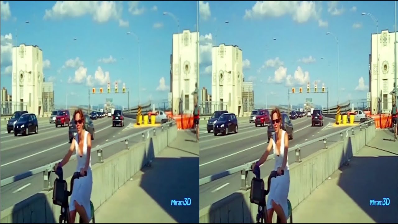 3D TV - Walk on J-C Bridge to St Helen Island, Montreal (SBS half 1080p)