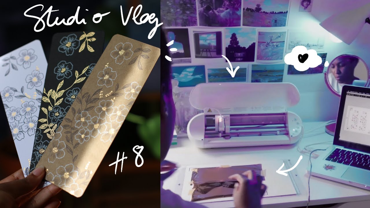 Making Bookmarks with Gold Foil using my Cutting Machine - Art studio vlog 8