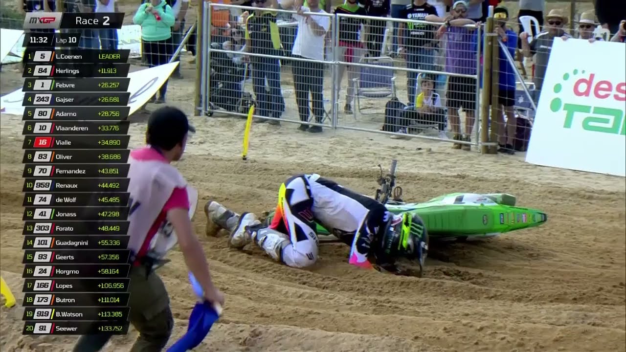 Romain Febvre goes down hard in MXGP Race 2! #MXGPAndaucia