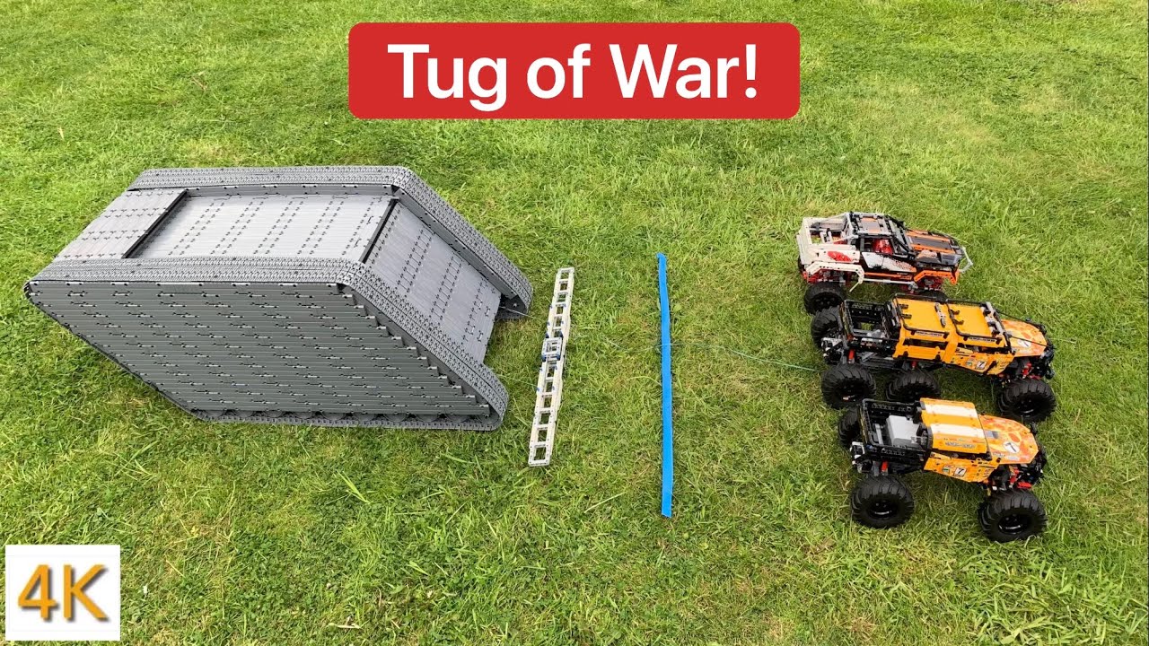 TUG OF WAR! BIG Tank vs Lego Technic Models! 42099 + 42099 6x6 + 42099 8x8 + 9398! Three at once! 4K