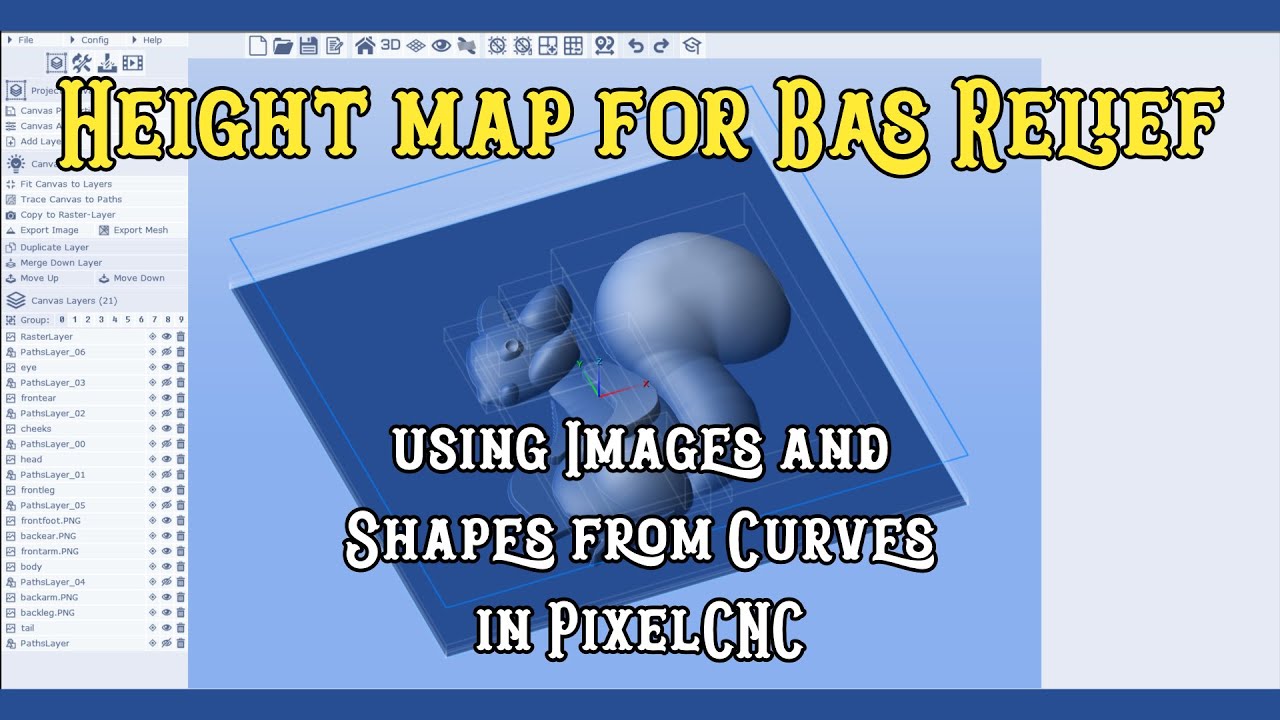 Height Map for Bas Relief: Images and shapes from curves in PixelCNC