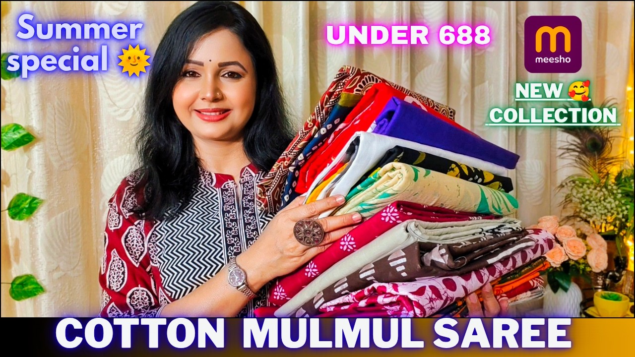 Cotton saree haul /Meesho Saree Haul  /cotton Mulmul saree haul /Affordable cotton saree under 600