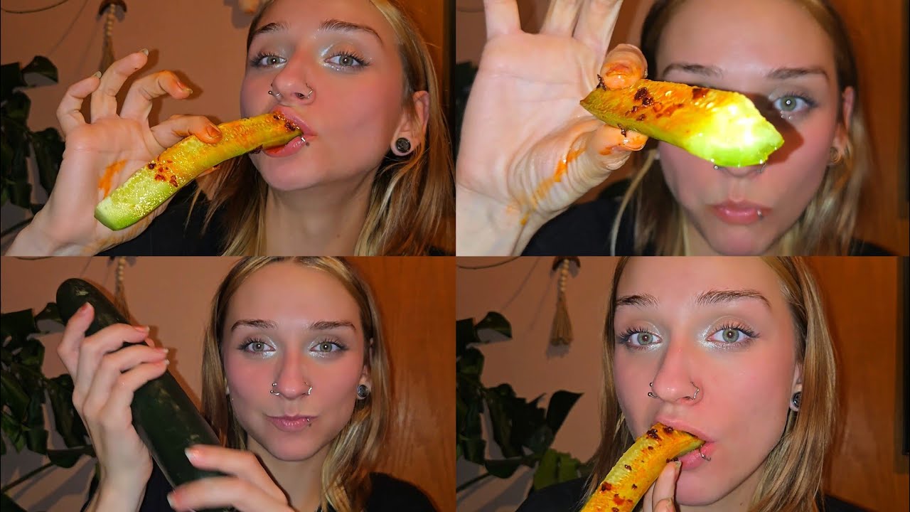 Eating a whole cucumber ASMR pt2