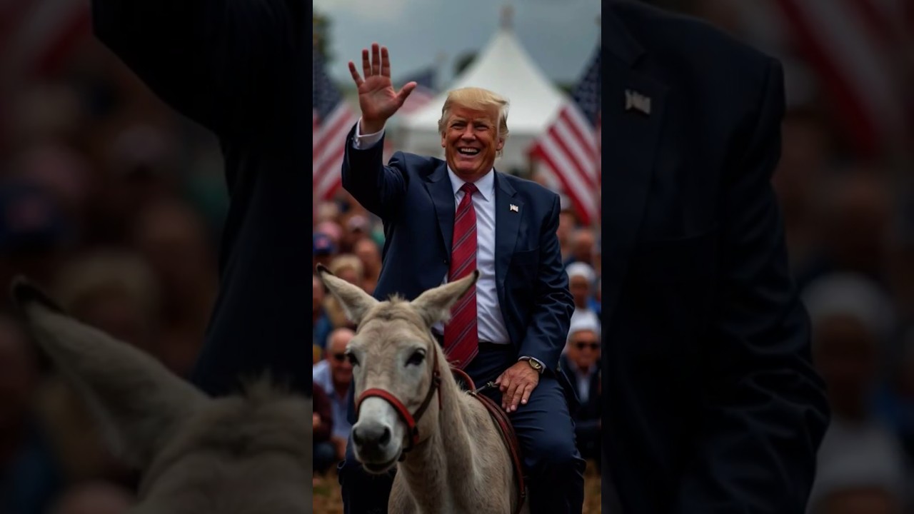 Donald Trump Funny Donkey Ride 🤣🐴 #Trump #FunnyVideo #ViralTags:trump #trumproast
