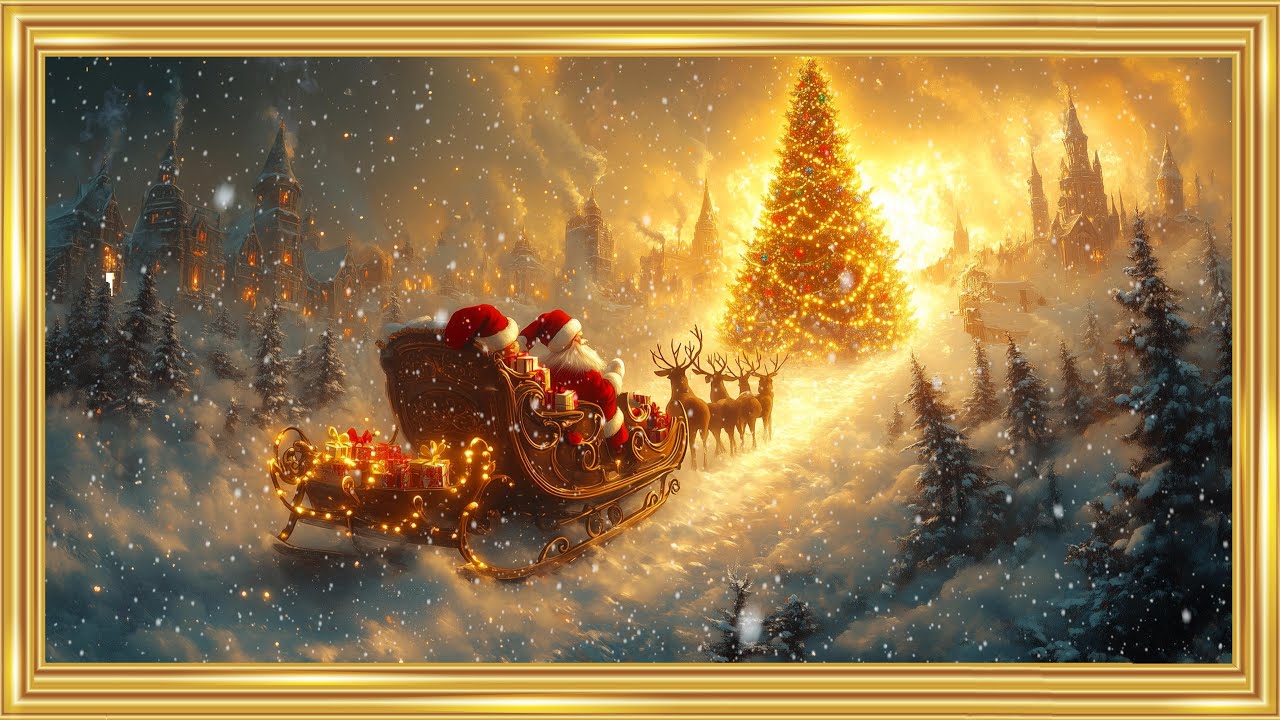 Santa's Magical Sleigh | Animated Christmas Screensaver | 4K Art For Your TV ✨🎅🎄❄️