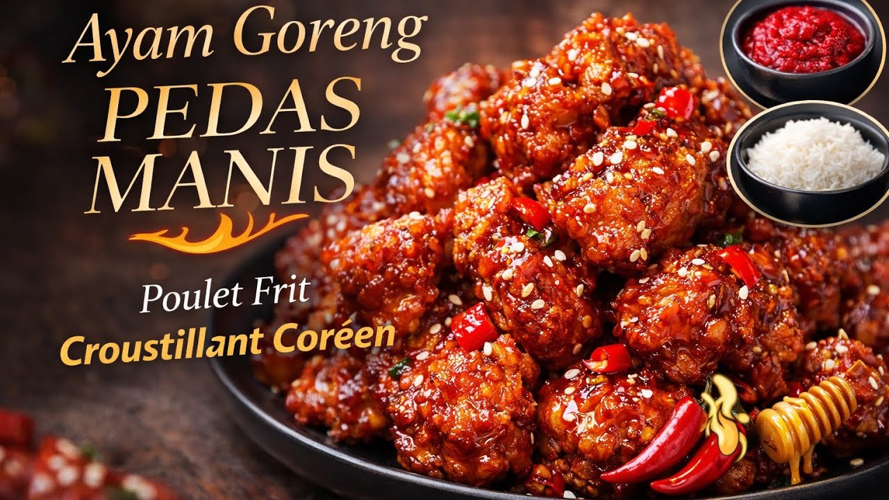 Ayam Goreng Pedas Manis | Poulet Frit Croustillant Coréen à la Sauce Yangnyeom #YangnyeomChicken