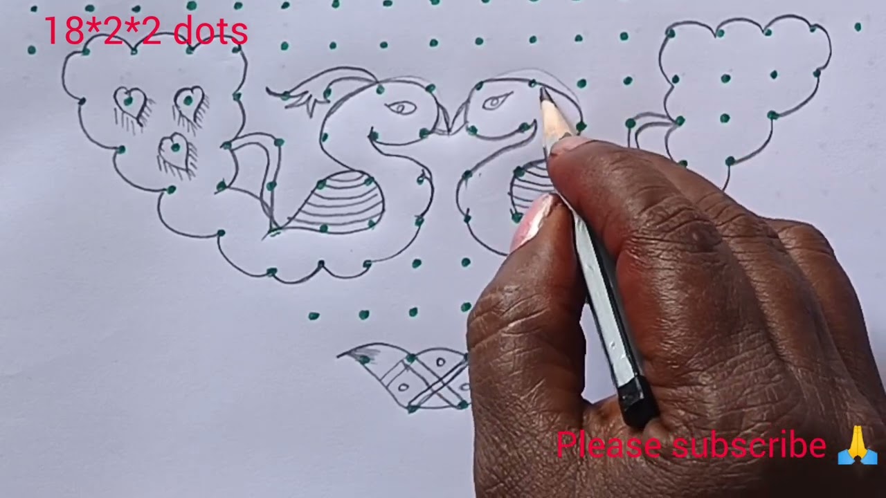 18*2*2 dots சஷ்டி அன்று மயில் விளக்கு கோலம் போட்டால் அந்த  நாள் ராசியான நாள்தான்