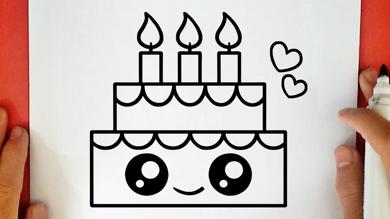 COME DISEGNARE UNA TORTA DI COMPLEANNO KAWAII