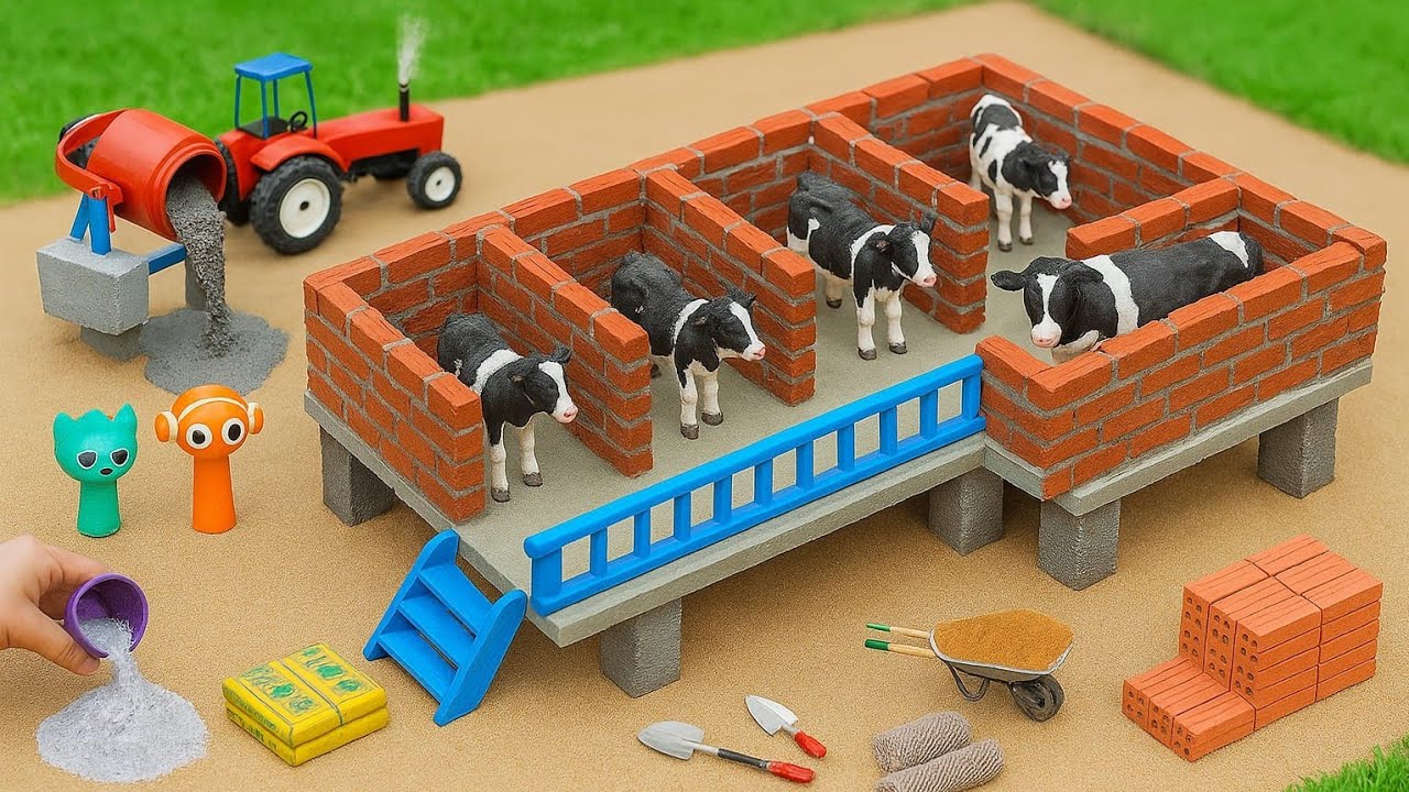DIY Mini Tractor Builds Concrete Cow Shed | Creative Science Project@TopMinitractor78 
