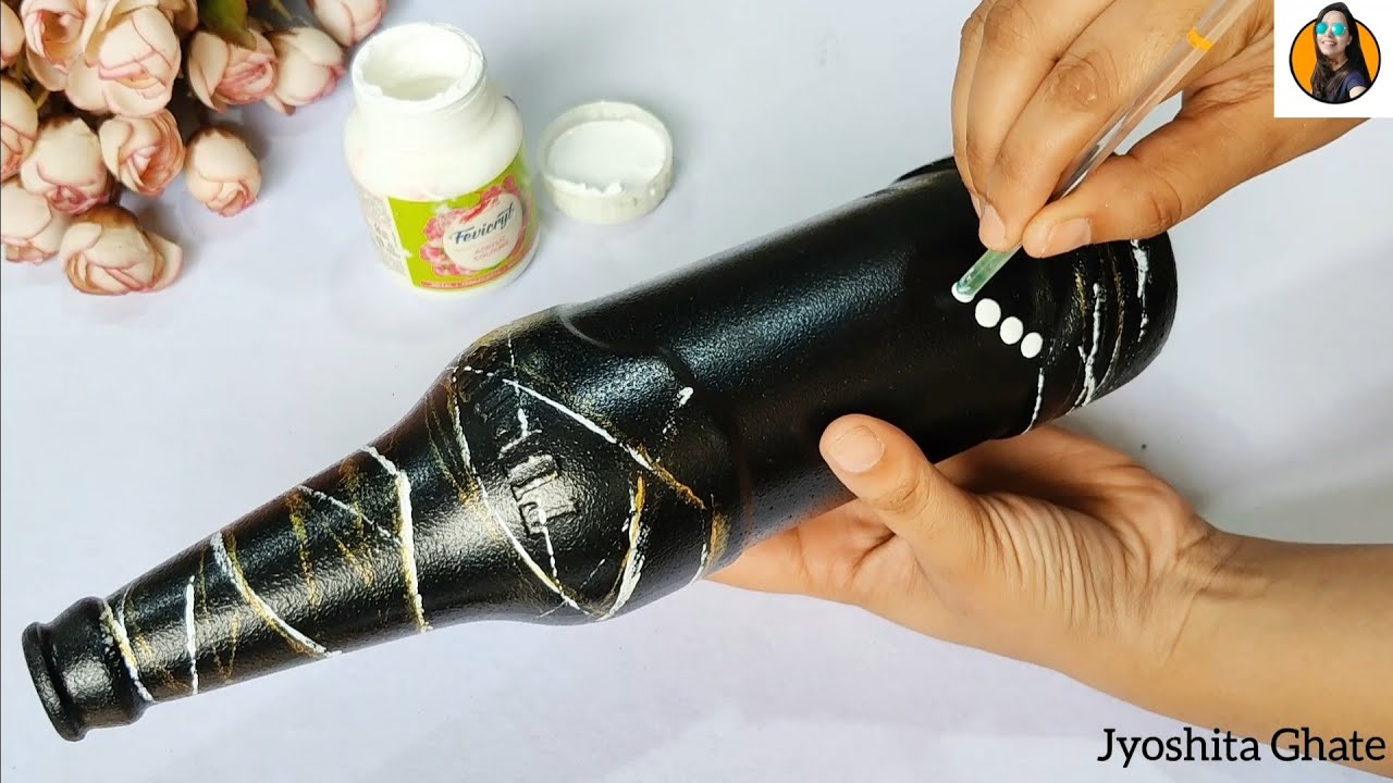 Beautiful Dot Art On Glass Bottle| DIY Easy Glass Bottle Painting For Beginners| DIY Bottle Craft|