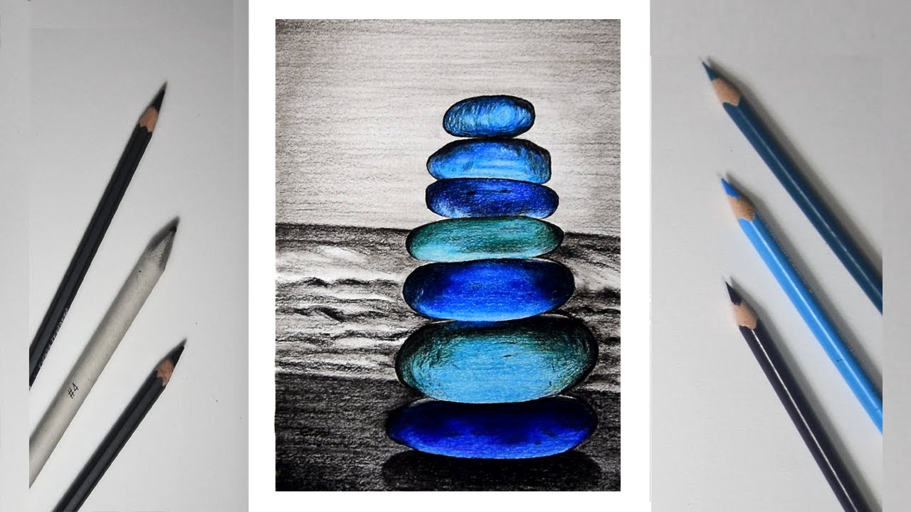How to Draw Rocks with Colored Pencils in a Scenery