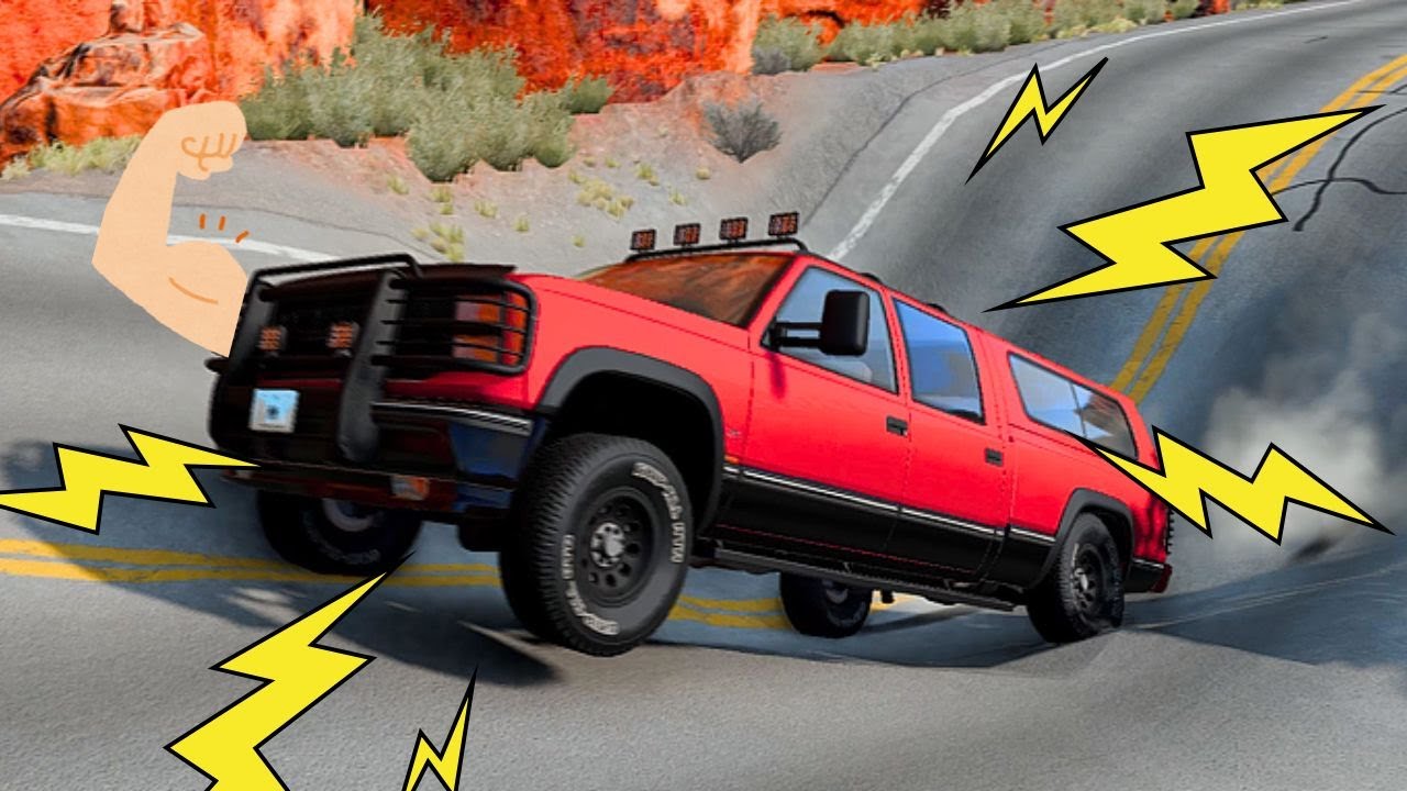 Cars vs Massive Potholes and Giant Bulge BeamNG Drive