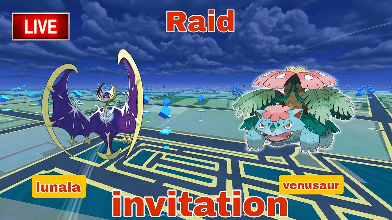 🔴Live Lunala & mega venusaur  Raid invitation  by  #raj4t5   in  #pokemon go