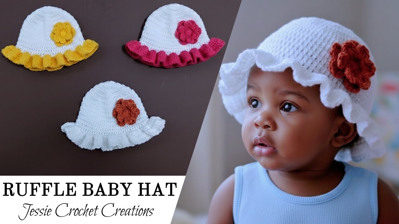 Crochet Ruffled Bucket Hat for 0-3 Months | BEGINNER FRIENDLY 