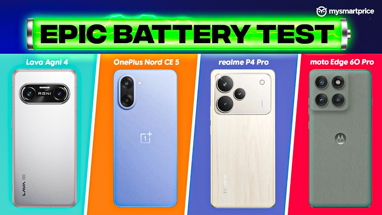 Lava Agni 4 vs Nord CE5 vs Realme P4 Pro vs Moto Edge 60 Pro | Battery Drain & Charging Test