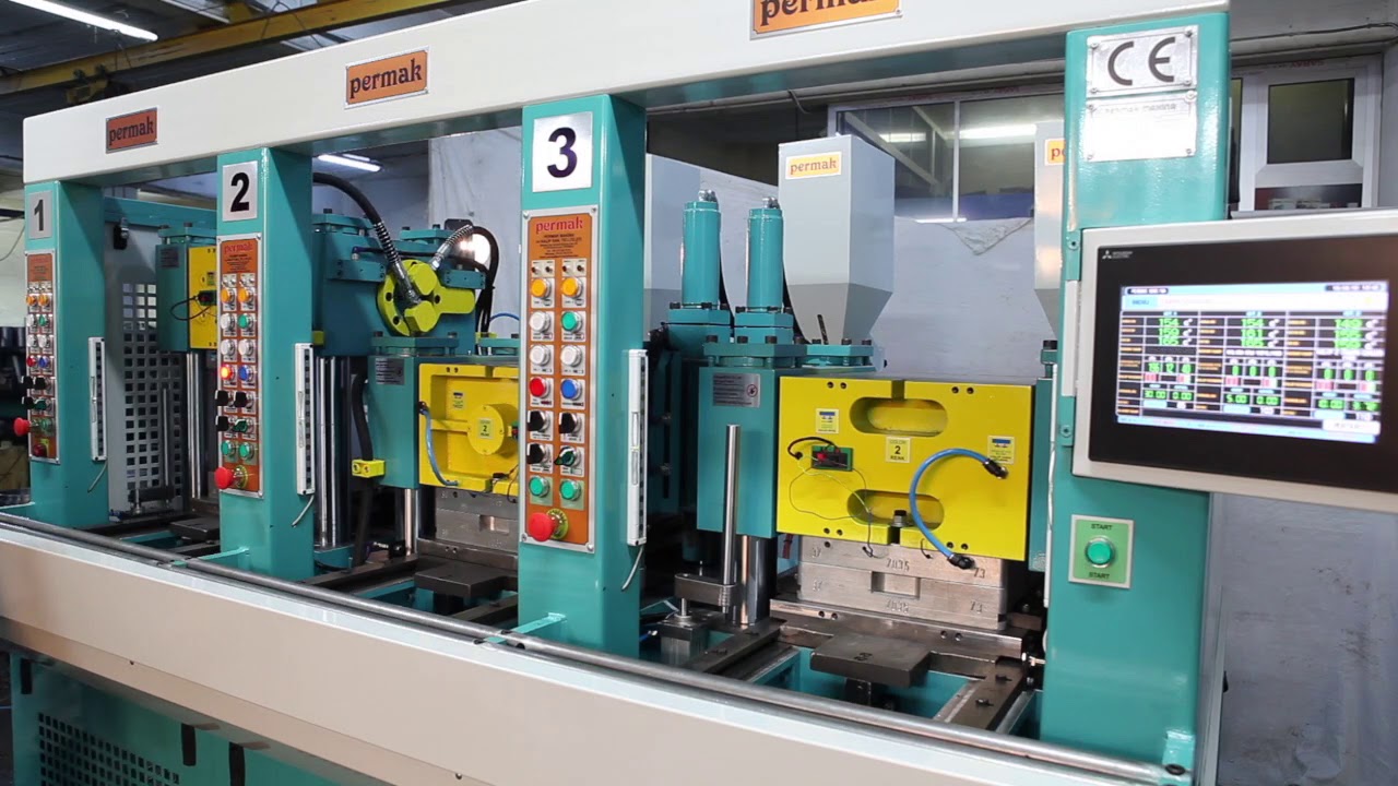3 STATIONS 2 COLOR INJECTION SOLE MACHINE-PERMAK MAKİNA (SERVO MOTOR CONTROLLED)