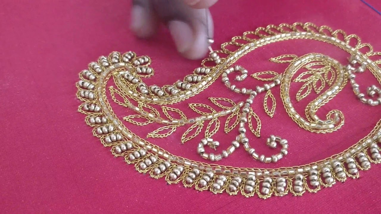 How to do a beautiful mango design using hand embroidery
