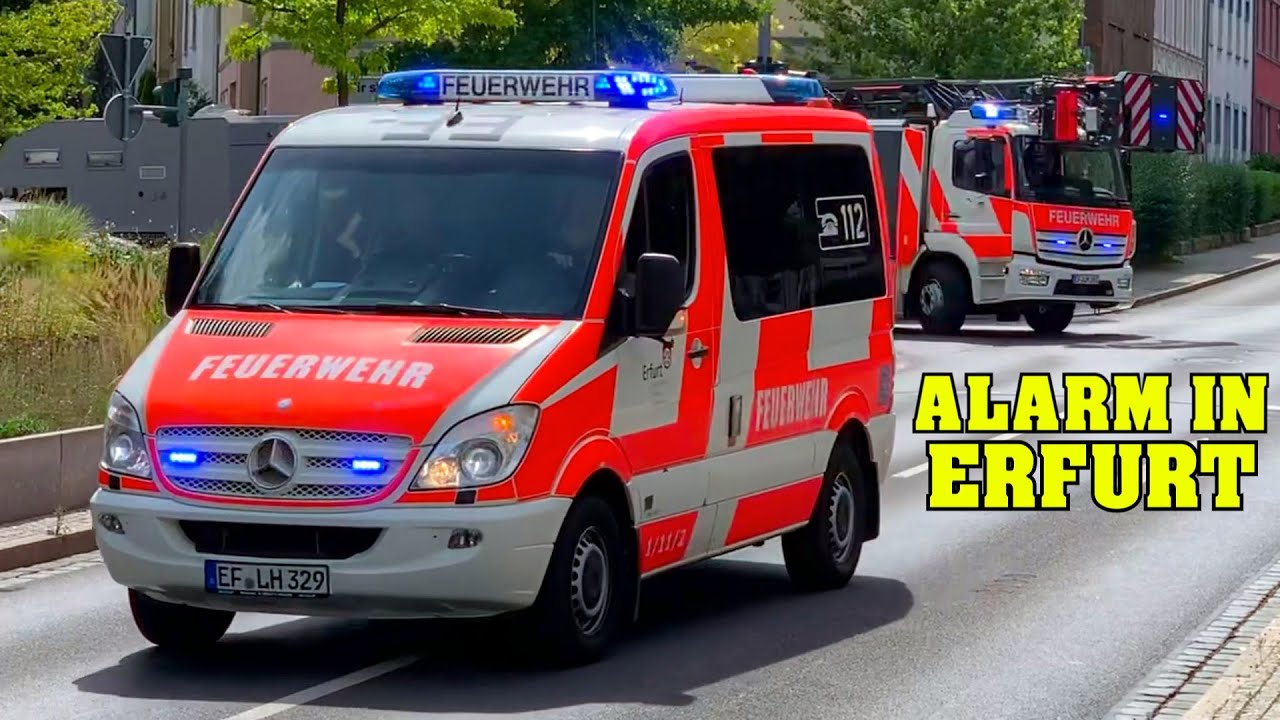 [PKW-Brand & MEHR!] - Einsatzfahrten FEUERWEHR ERFURT | + Rettungsdienst & Polizei!