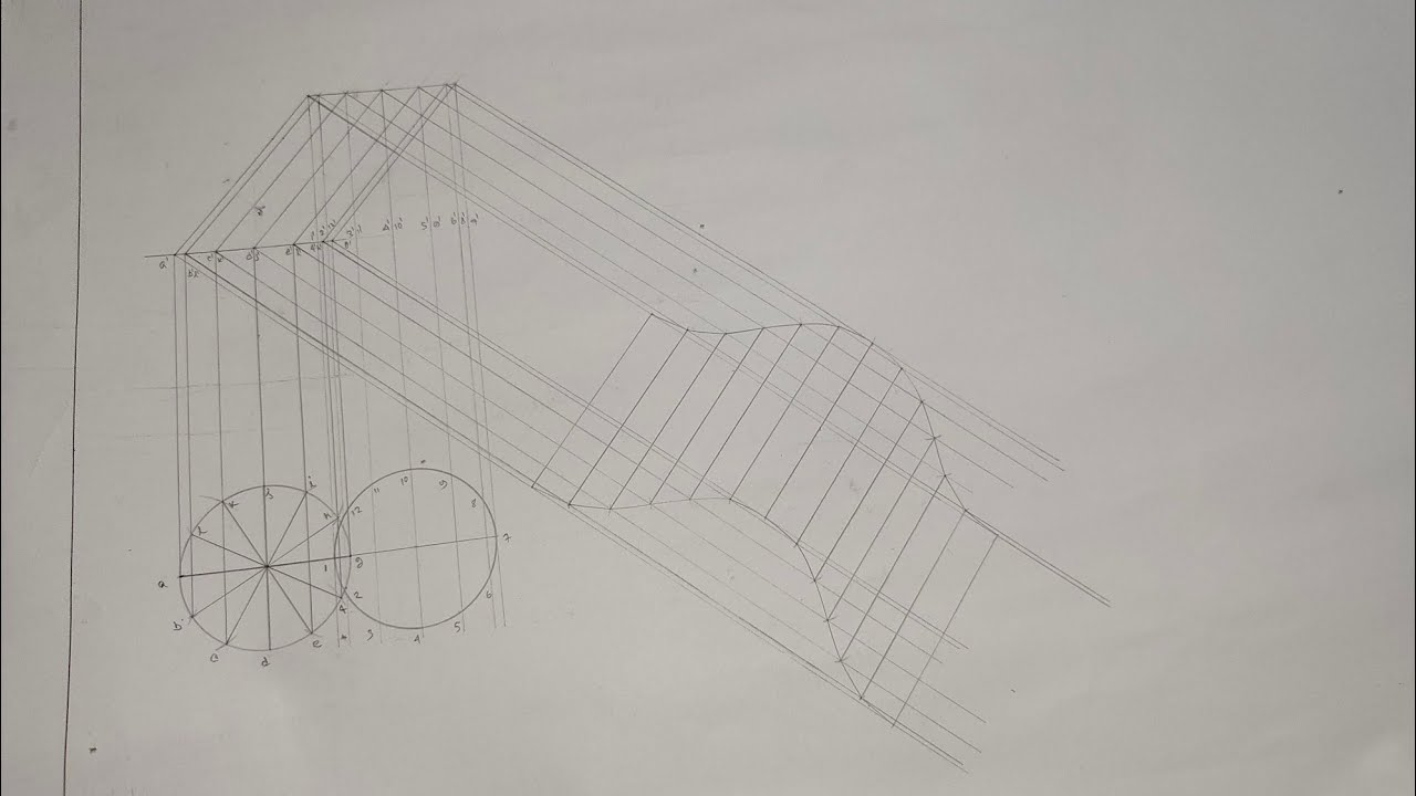 AN OBLIQUE CYLINDER SURFACE DEVELOPMENT || ENGG GRAPHICS ||