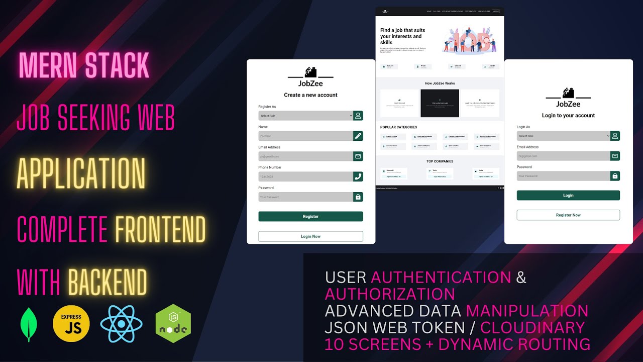 MERN Stack Project: Build a Full Stack Job Seeking Application with React, Node, MongoDB, Express