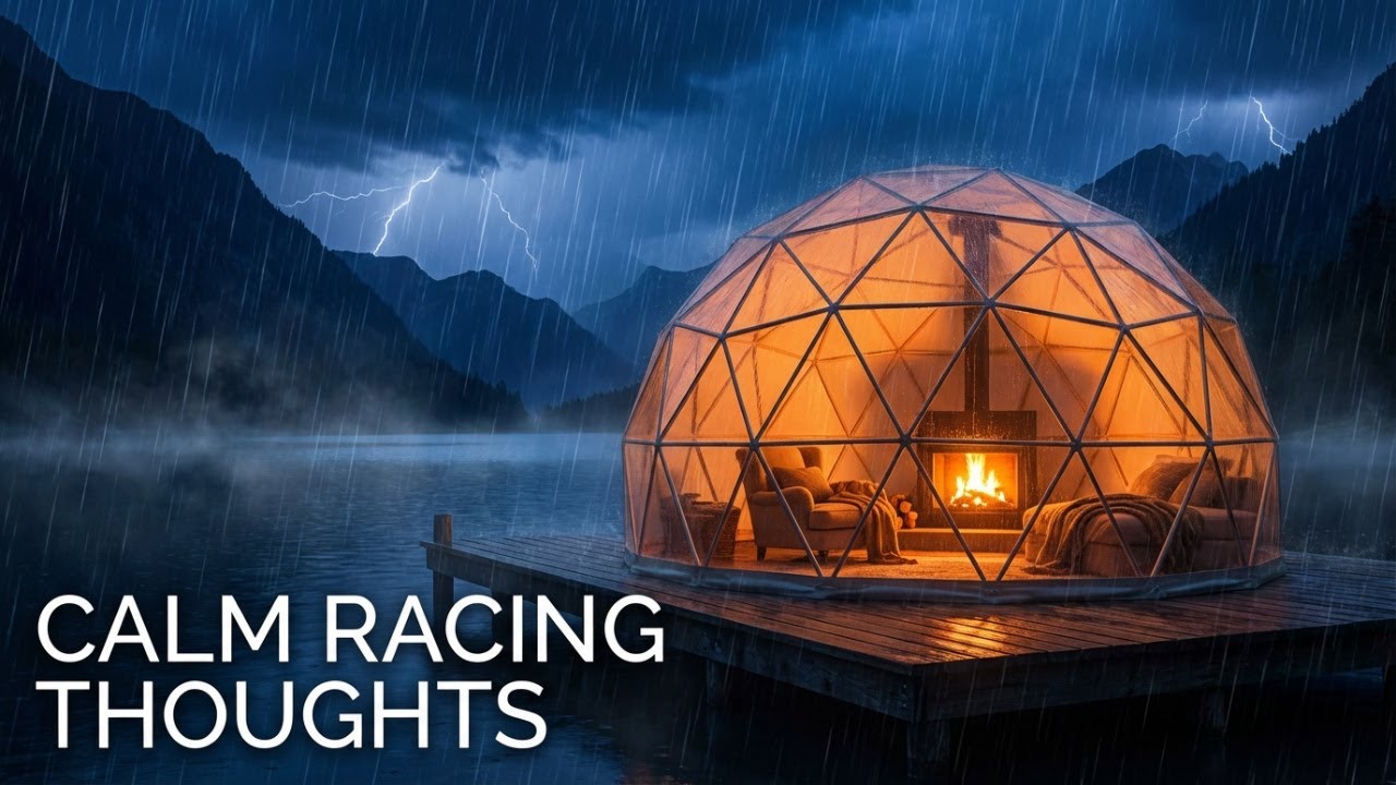 Escape Anxiety in a Luxury Mountain Dome 🏔️ Calm Fireplace Night Ambience