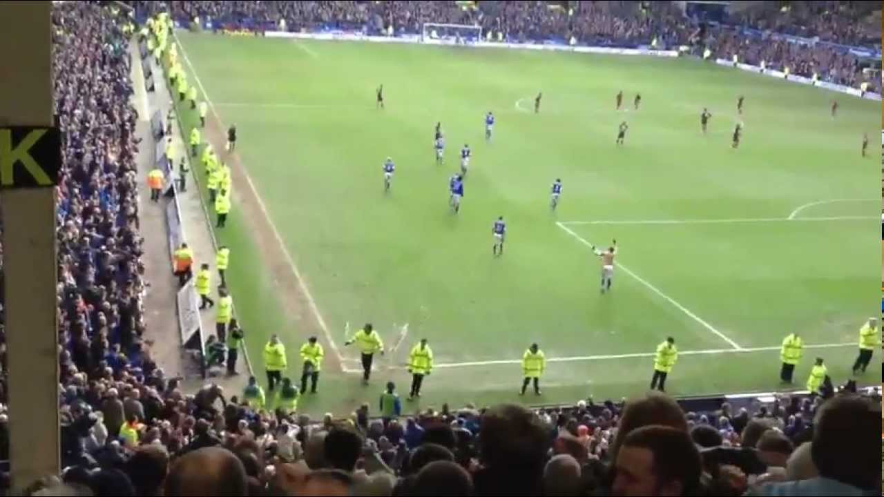 Nikica Jelavic Goal & Grand Old Team at Everton vs Manchester City 3.16.2013