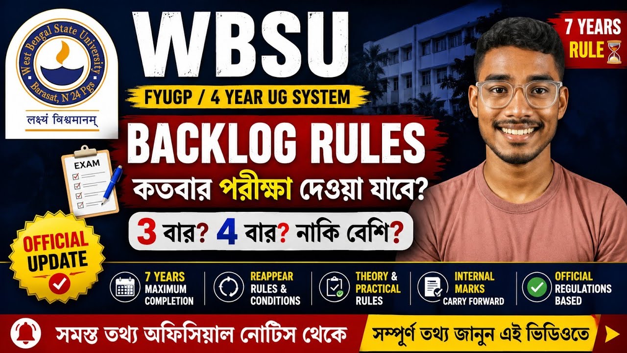 WBSU Backlog Rules 2026 | ৩ বার নাকি ৪ বার সুযোগ? জানুন অফিসিয়াল নিয়ম