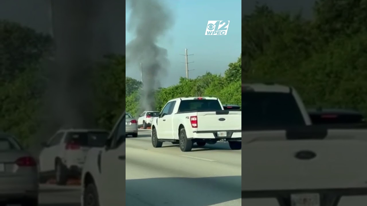 Video shows vehicle engulfed in flames on I‑95 in South Florida