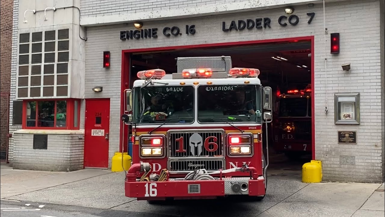 FDNY Engine 16 And Tower Ladder 7 Responding