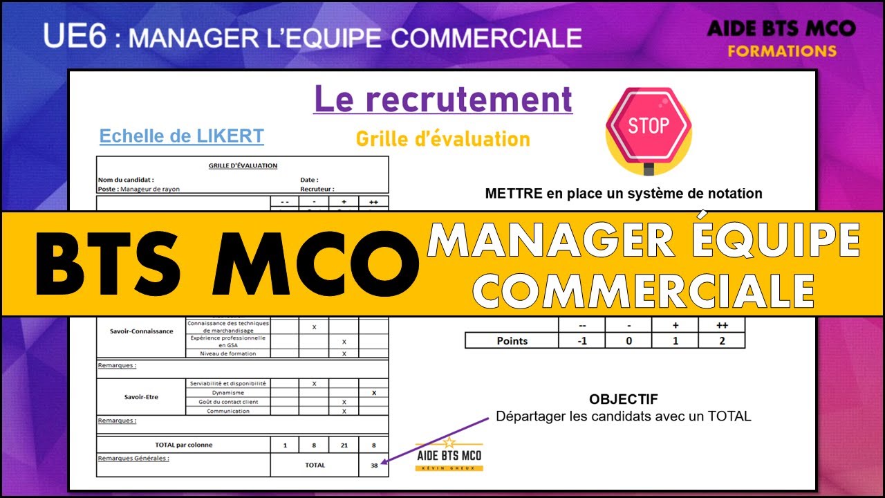 AIDE BTS MCO | Comment faire une grille d'évaluation pour un recrutement ?| U6 MANAGEMENT D'EQUIPE