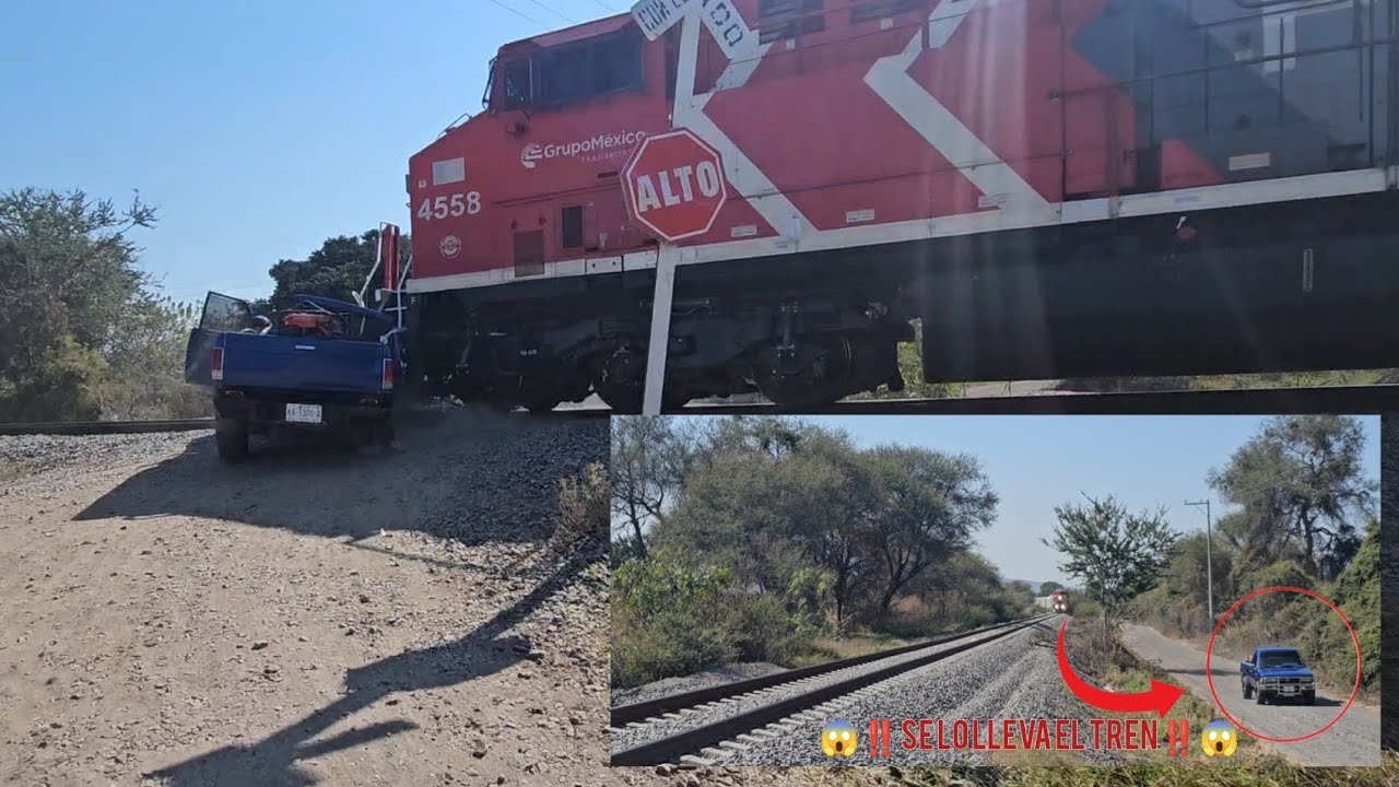 IMPRUDENCIA TOTAL EN OCOTLÁN‼️😱 Pick-Up se le atraviesa al tren dejando grandemente al conductor😱 