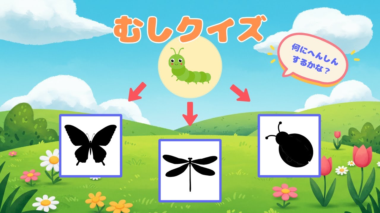 【むしクイズ！！】この虫 なにになる？たまごやようちゅうのへんしんクイズにちょうせんしよう！！