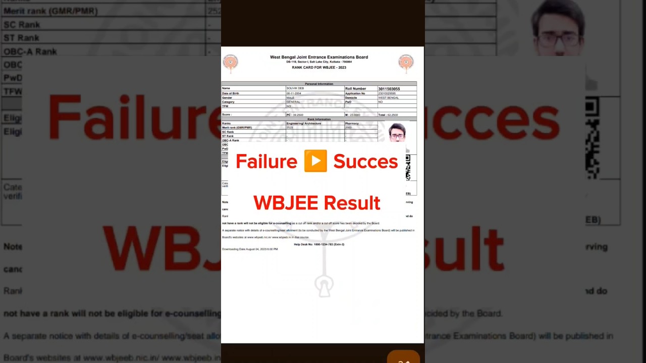 💔 My WBJEE Result | Wbjee Result 2024 | Wbjee rank card #wbjee #wbjee2024 #wbjeeresult  #wbjee