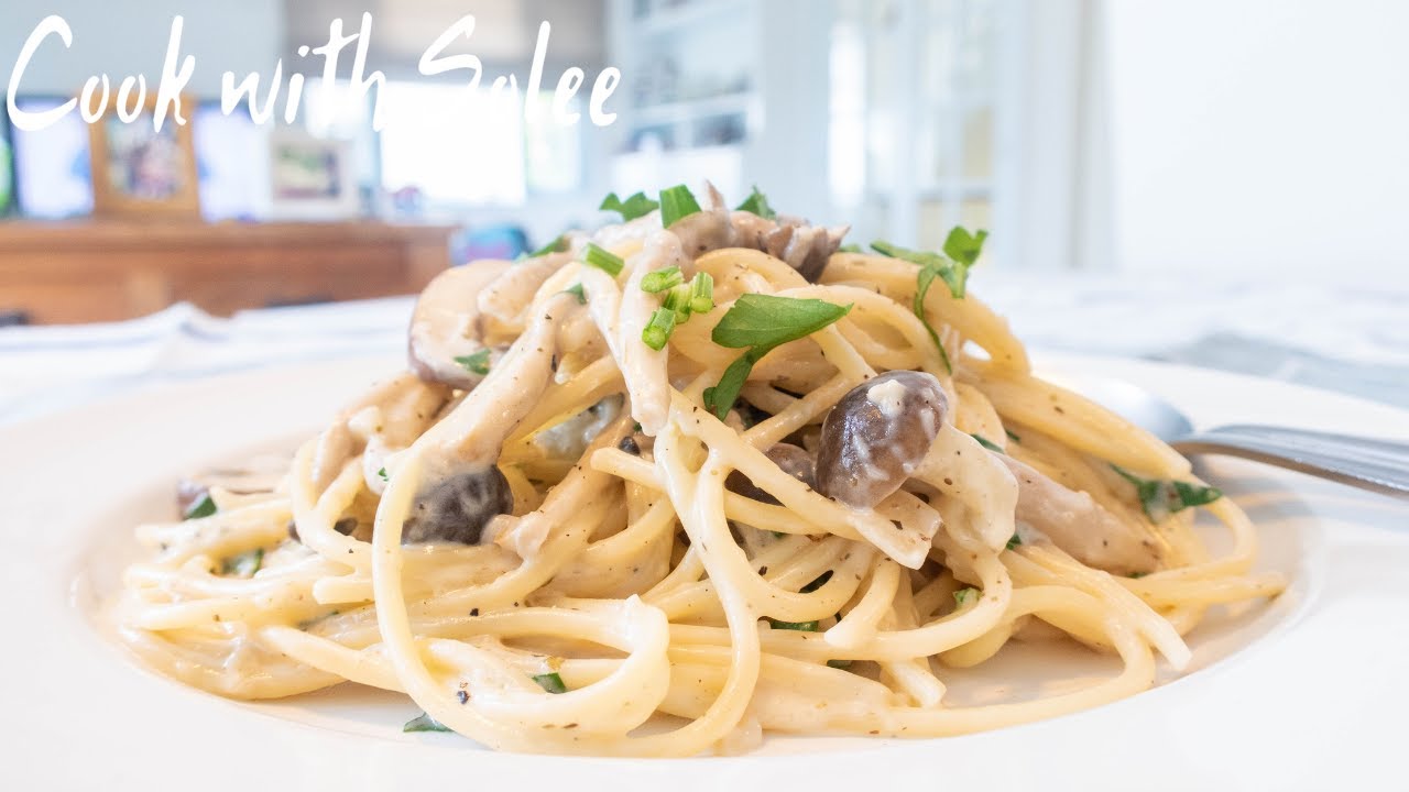 How to make creamy mushroom spaghetti | 簡單白汁蘑菇意粉 ｜ 白醬蘑菇義大利麵