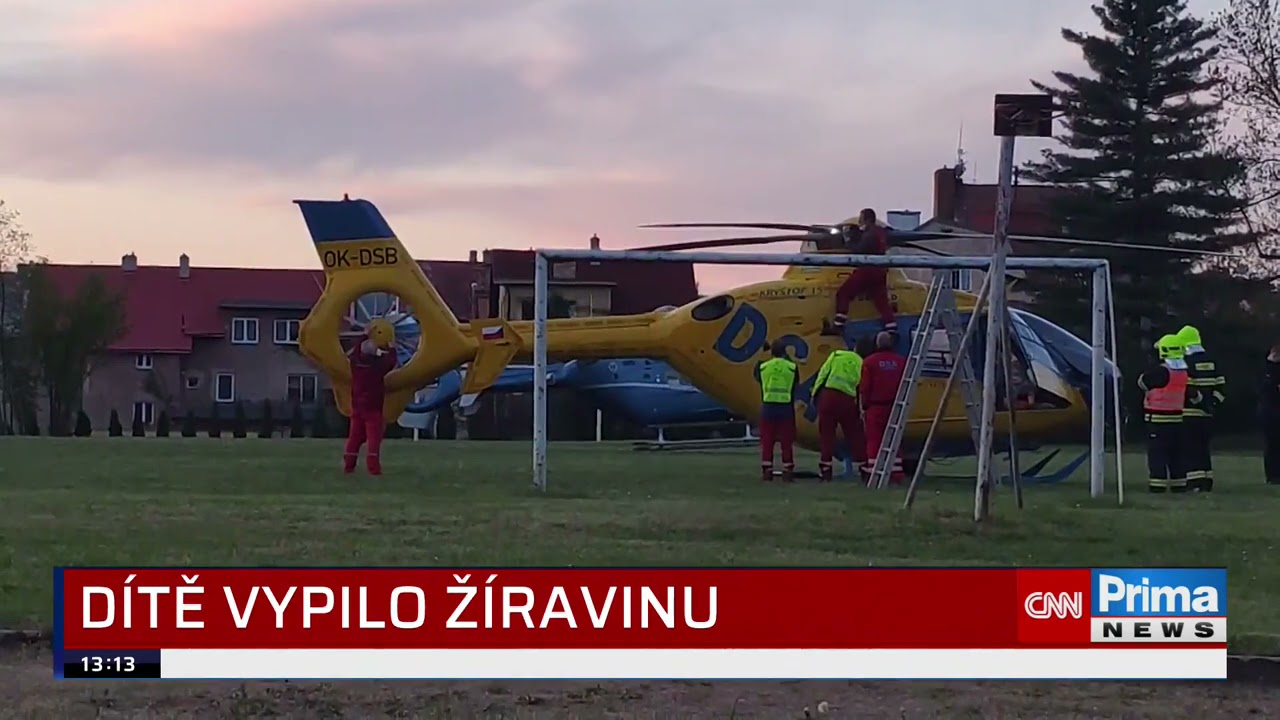 Dítě se napilo kuchyňského přípravku. Žíravina mu poleptala orgány, zasahovaly dva vrtulníky
